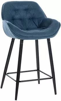 CLP Gibson Barhocker mit Lehne und Fu&szlig;st&uuml;tze, Metallgestell, blau