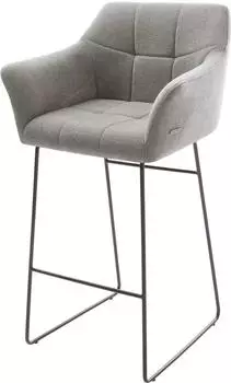 DeLife Yulo-Flex Barstuhl Strukturstoff soft grau, Kufengestell schwarz (44189)