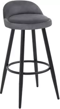 Woltu Barhocker mit R&uuml;ckenlehne und Fu&szlig;st&uuml;tze, Samt, dunkelgrau (BH296dgr-1)