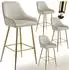 TecTake Barstuhl Avane gepolstert, Samtoptik, creme/gold (4er-Set)