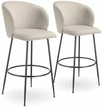 TecTake Barstuhl Luana Samtoptik, creme/schwarz, 2er-Set