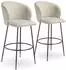 TecTake Barstuhl Luana Samtoptik, creme/schwarz, 2er-Set