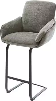 DeLife Luan-Flex Barhocker Bouclé Soft Schlamm, Freischwinger Flach Metall schwarz (44339)
