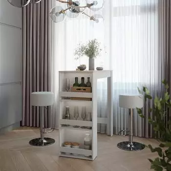 VICCO Repose Bartisch-Set 45x110cm, wei&szlig;/Sonoma Eiche, mit 2 Barhockern (55730)