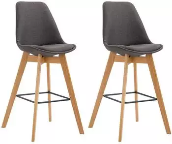 CLP Barhocker Metz 2er-Set Stoff dunkelgrau, Eichenholzgestell natur (315072)
