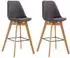 CLP Barhocker Metz 2er-Set Stoff dunkelgrau, Eichenholzgestell natur (315072)
