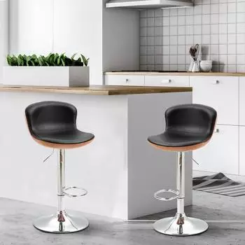 HomCom Barhocker 2er-Set, h&ouml;henverstellbar, drehbar, Kunstleder, schwarz
