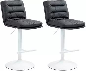 CLP Damar Barhocker 2er-Set, Kunstleder, schwarz/wei&szlig;, h&ouml;henverstellbar