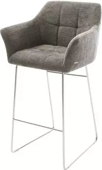 DeLife Yulo-Flex Barstuhl Bouclé Soft Schlamm, Kufengestell Edelstahl silberfarben (44198)