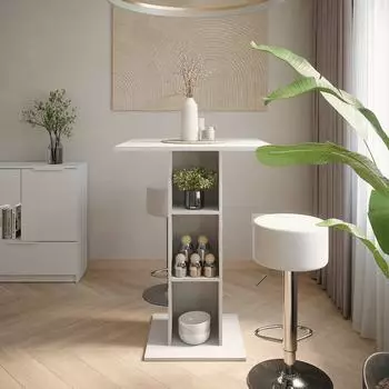 VICCO Repose Bartisch-Set wei&szlig;, 75x75cm, mit 2 Barhockern (55717)