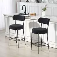 BARHOCKER 2er Set Barst&uuml;hle mit Fu&szlig;st&uuml;tze, Lehne, 68 cm Sitzh&ouml;he Schwarz
