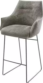DeLife Alja-Flex Barhocker Bouclé Soft Schlamm, Kufengestell Metall schwarz (44413)