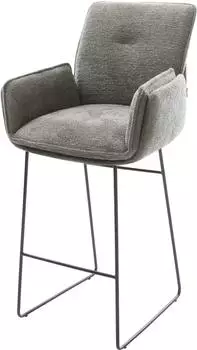 DeLife Nela-Flex Barstuhl Bouclé Soft Schlamm, Kufengestell Metall schwarz (44309)