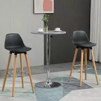 HomCom Barhocker 2er-Set mit Fußstützen, Kunstleder, schwarz (43x91x43cm)