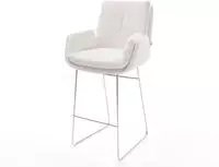 DELIFE Barstuhl Clea-Flex Boucl&eacute; Creme-Wei&szlig; Kufengestell Edelstahl...