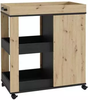 Forte Home BAR 70 80 Barschrank 2 T&uuml;ren, Artisan Eiche/Schwarzeiche, 77,5x88,5x42cm (HMBK204-C773)