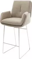 DELIFE Barstuhl Clea-Flex Boucl&eacute; Schlamm Kufengestell Edelstahl Silberfarben,