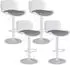 LuxusKollektion Barhocker 4er-Set, höhenverstellbar, drehbar, PU-Leder, weiß/grau
