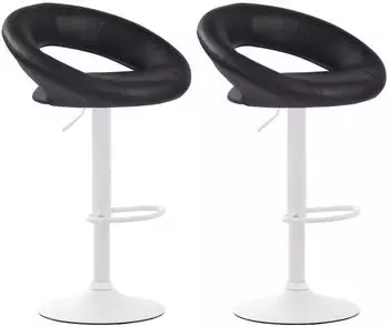 CLP Olinda Barhocker 2er-Set, Kunstleder, schwarz/wei&szlig;