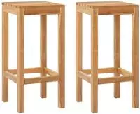 vidaXL Barhocker 2 stk. Natur Massivholz Teak