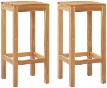 vidaXL Barhocker 2er-Set, Teak Massivholz, natur