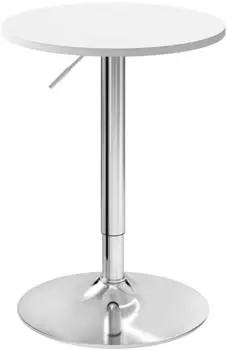 Woltu Bartisch runde Tischplatte, h&ouml;henverstellbar, MDF/Metall, wei&szlig; (BT35ws)