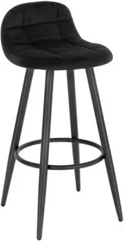 Woltu Barhocker mit R&uuml;ckenlehne, Samt, schwarz, 70cm (BH364sz-1)