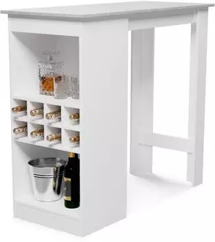Blumfeldt Bellshill Bartisch mit Weinregal, wei&szlig;, Holz