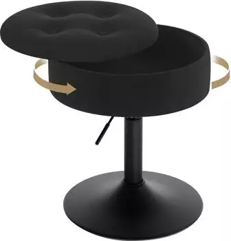 Woltu Schminktisch-Hocker mit Stauraum, Samt, schwarz (BH329sz-1)
