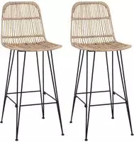 vidaXL Barhocker 2 stk. Natur 44 x 55 x 109 cm Rattan und Stahl