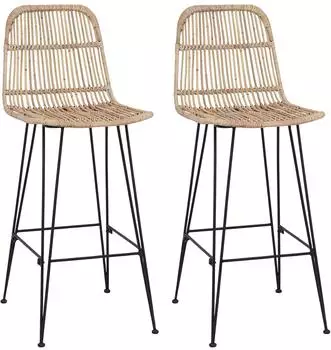 vidaXL Barhocker 2er-Set Rattan & Stahl 44x55x109cm (42033210)