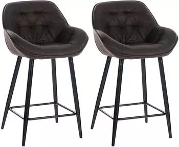 CLP Barhocker Gibson 2er-Set, gepolstert, braun, Fu&szlig;st&uuml;tze