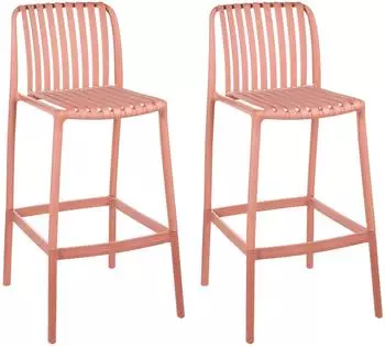 Beliani Ariccia 2er-Set Barst&uuml;hle Kunststoff hellrot