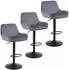 LuxusKollektion Barhocker 3er-Set, höhenverstellbar, drehbar, Samt, grau
