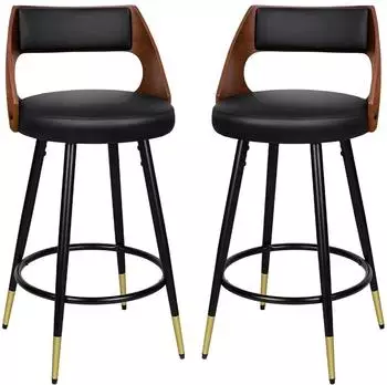 LuxusKollektion Barhocker 2er-Set, Holzsitz, schwarz, 65cm