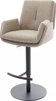 DeLife Clea-Flex Barstuhl Bouclé Schlamm, Drehfuß höhenverstellbar, Metall schwarz (47180)