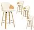 LuxusKollektion Barhocker 4er-Set, gepolstert, Samt, Holzbeine, beige