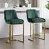 LuxusKollektion Barhocker 2er-Set, Samt, grün, goldenes Metallbein, Rückenlehne