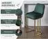 LuxusKollektion Barhocker 2er-Set, Samt, grün, goldenes Metallbein, Rückenlehne