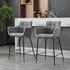 LuxusKollektion Barhocker 2er Set mit Frottee-Sitzpolster, Rückenlehne und Metallfüßen, grau