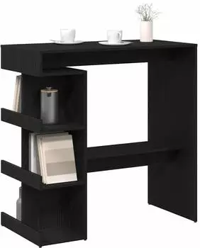 vidaXL Bartisch mit Ablagen, Holzwerkstoff, schwarz Eichen-Optik, 100x50x101,5cm (862705)