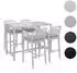 MCW P91 Stehtisch + 4x Barhocker Set, Seilgeflecht Metall, hellgrau (100654)