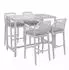 MCW P91 Stehtisch + 4x Barhocker Set, Seilgeflecht Metall, hellgrau (100654)