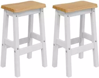 vidaXL Barhocker EKAI 2er-Set, Kiefernholz massiv, wei&szlig;, 40x29x63cm