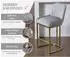 LuxusKollektion Barhocker 2er-Set, Samt, grau, goldenes Metallbein, mit Rückenlehne