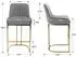 LuxusKollektion Barhocker 2er-Set, Samt, grau, goldenes Metallbein, mit Rückenlehne