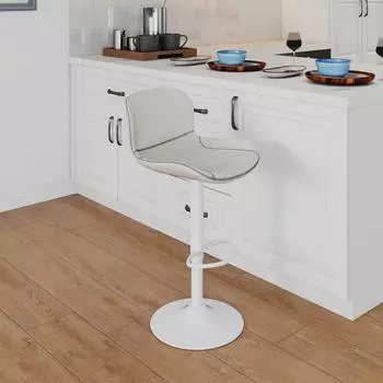 LuxusKollektion Barhocker h&ouml;henverstellbar, drehbar, Kunstleder, wei&szlig;