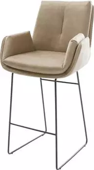 DeLife Clea-Flex Barstuhl Mikrofaser beige vintage, Kufengestell Metall schwarz
