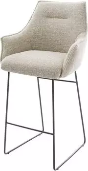 DeLife Alja-Flex Barhocker Webstoff soft beige, Kufengestell Metall schwarz (44381)