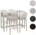 MCW P91 Stehtisch + 4x Barhocker Set, Seilgeflecht Metall, creme (100653)